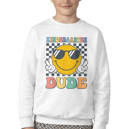 Kindergarten Dude First Day Of Kindergarten Back To School Youth Crewneck Sweatshirt - Savourry