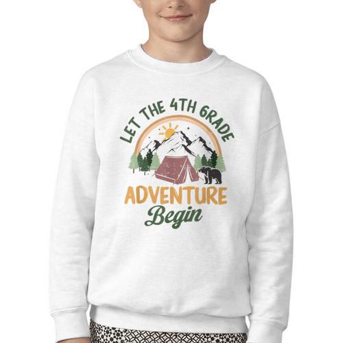 Let The 4th Grade Adventure Begin Camping Back To School Youth Crewneck Sweatshirt - Savourry