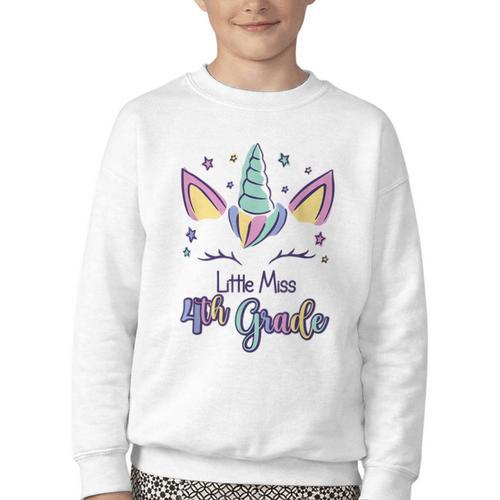 Little Miss Fourth Grade 2026 Back To School 4th Grade Girls Youth Crewneck Sweatshirt - Savourry
