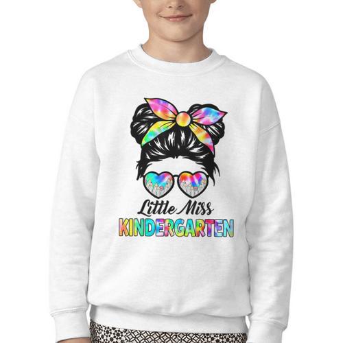 Little Miss KINDERGARTEN First Day Back To School Girls Kids Youth Crewneck Sweatshirt - Savourry