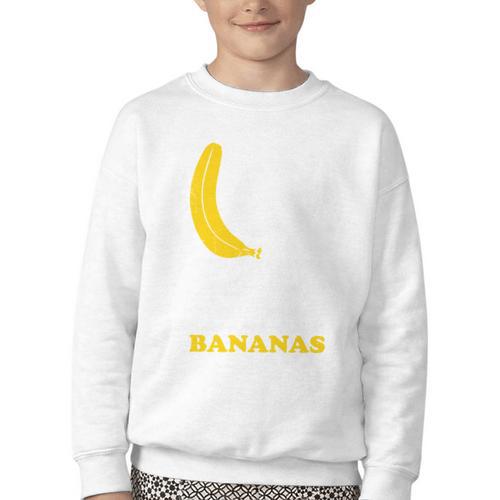 Love Bananas Banana Baseball Youth Crewneck Sweatshirt - Sportilla