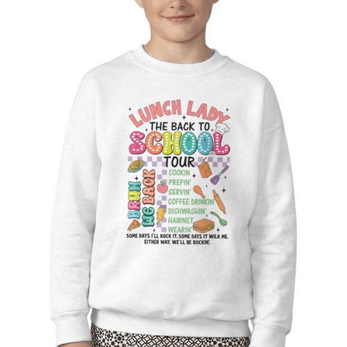Lunch Cafeteria Crew Lady Back To School Tour Youth Crewneck Sweatshirt - Savourry