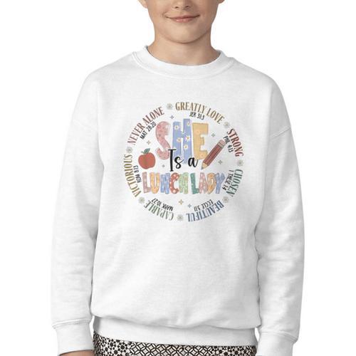 Lunch Lady God Says Bible Verse Christian Back To School Youth Crewneck Sweatshirt - Savourry