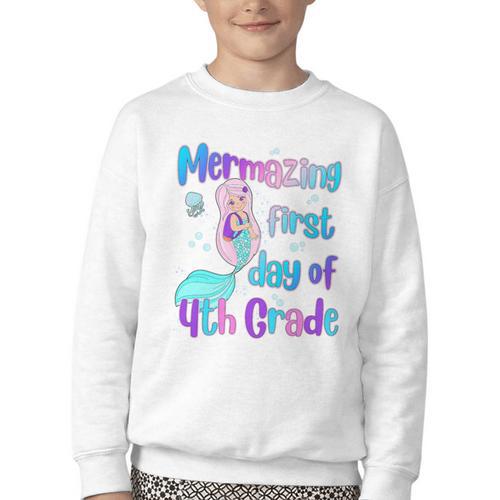 Mermazing First Day Of Fourth Grade Back To School Mermaid Premium Tri-Blend Youth Crewneck Sweatshirt - Savourry