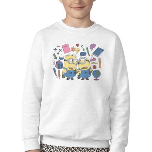 Minions Back To School Sketched Youth Crewneck Sweatshirt - Savourry