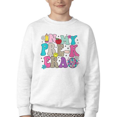In My Pre-K Era Back To School Retro Groovy Preschool Youth Crewneck Sweatshirt - Savourry