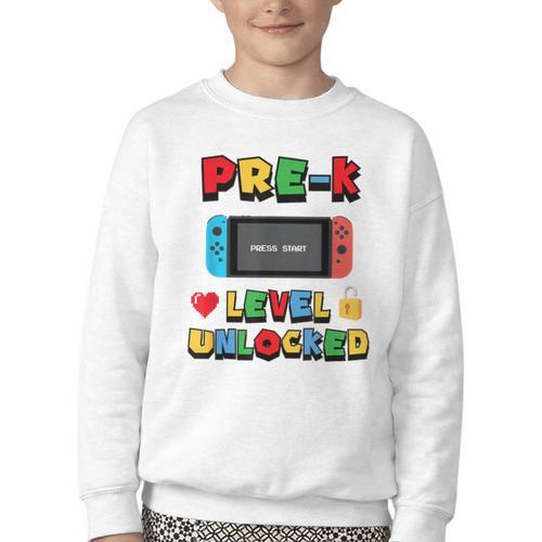 Pre-K Level Unlocked Back To School Video Game Youth Crewneck Sweatshirt - Savourry