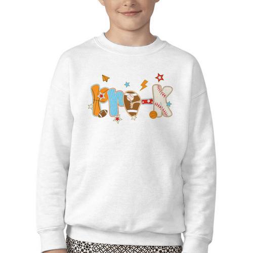 Pre K Preschool Football Basketball Baseball Back To School Youth Crewneck Sweatshirt - Savourry