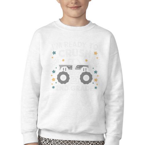 Im Ready To Crush 2nd Grade Boy Monster Truck Back To School Youth Crewneck Sweatshirt - Savourry