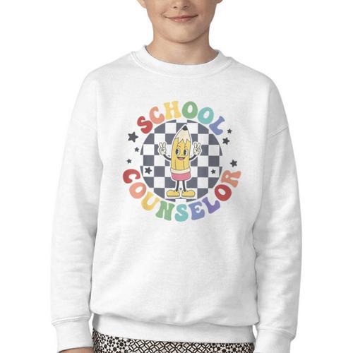 Retro Pencil School Counselor Back To School For Counselor Youth Crewneck Sweatshirt - Savourry
