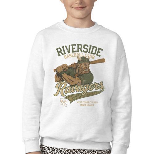 Riverside Ravagers Retro Minor League Baseball Youth Crewneck Sweatshirt - Sportilla