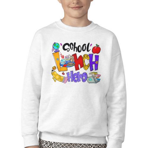 School Lunch Hero Cafeteria Squad Workers Back To School Youth Crewneck Sweatshirt - Savourry
