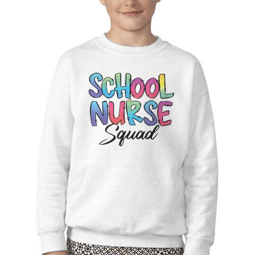 School Nurse Squad Tie Dye Back To School Appreciation Youth Crewneck Sweatshirt - Savourry