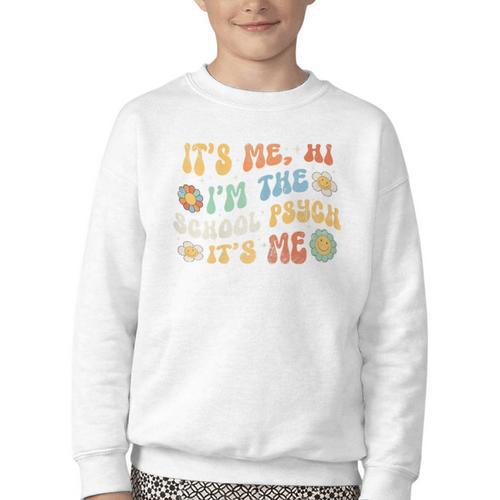 School Psych Psychologist Back To School Groovy Vintage Youth Crewneck Sweatshirt - Savourry