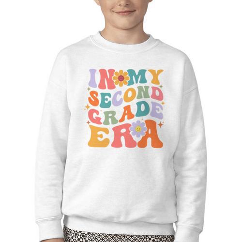 In My Second Grade Era Back To School Retro Groovy 2nd Grade Youth Crewneck Sweatshirt - Savourry