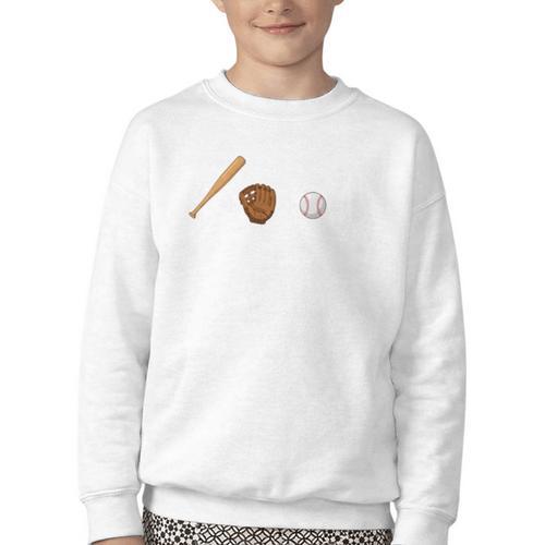 Sports Math Equation Baseball Bat Ball Glove Graphic Teacher Youth Crewneck Sweatshirt - Sportilla