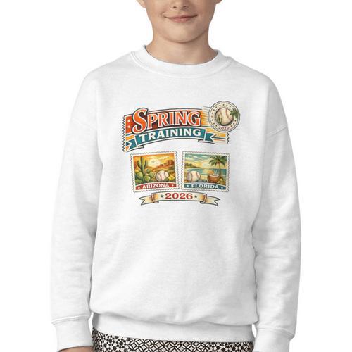 Spring Training 2026 Retro Postcard Baseball Premium Tri-Blend Youth Crewneck Sweatshirt - Sportilla