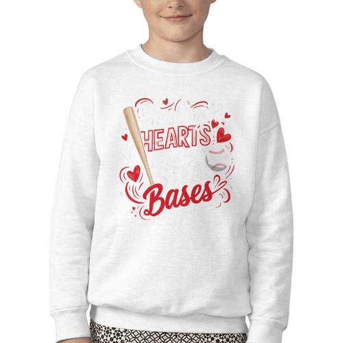 Stealing Hearts Like I Steal Bases Softball Baseball Batter Youth Crewneck Sweatshirt - Sportilla