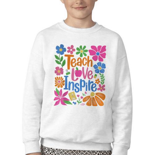 Teach Love Inspire Back To School Youth Crewneck Sweatshirt - Savourry