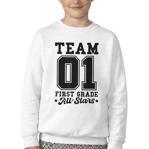 Team 1st Grade All-Stars Back To School Sports Jersey Youth Crewneck Sweatshirt - Savourry