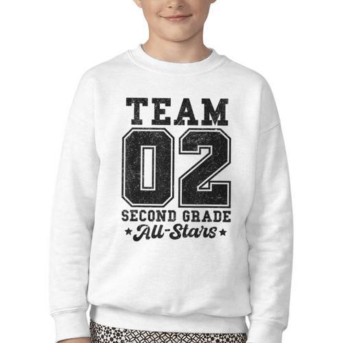 Team 2nd Grade All-Stars Back To School Sports Jersey Youth Crewneck Sweatshirt - Savourry