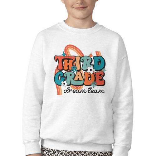 Third Grade Dream Team 1st Day Of 3rd Grade Back To School Youth Crewneck Sweatshirt - Savourry