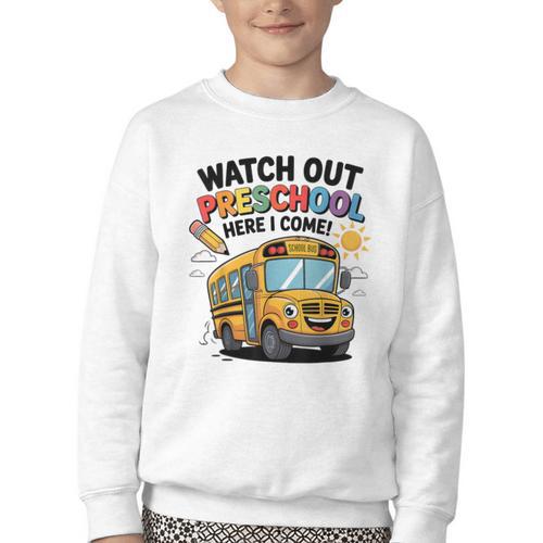 Watch Out Preschool Here I Come Preschool Back To School Youth Crewneck Sweatshirt - Savourry