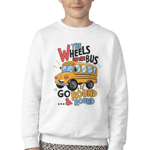 The Wheels On The Bus Toddler Kids Back To School Youth Crewneck Sweatshirt - Savourry