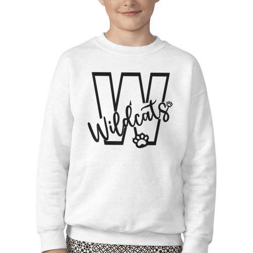 Wildcats School Sports Fan Team Spirit Mascot Back To School Youth Crewneck Sweatshirt - Savourry