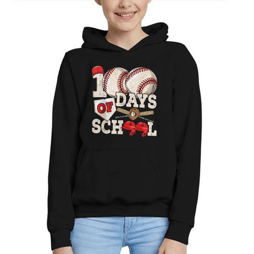 100 Days Of School Baseball 100th Day Of School Kids Teacher Graphic Youth Hoodie - Sportilla