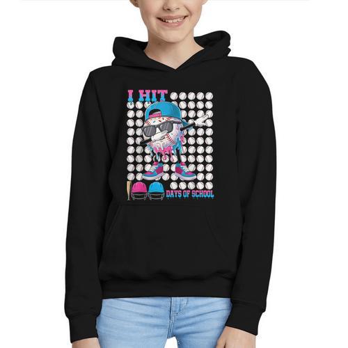 100 Days Of School Baseball Drip Boys Kids 100th Day School Graphic Youth Hoodie - Sportilla