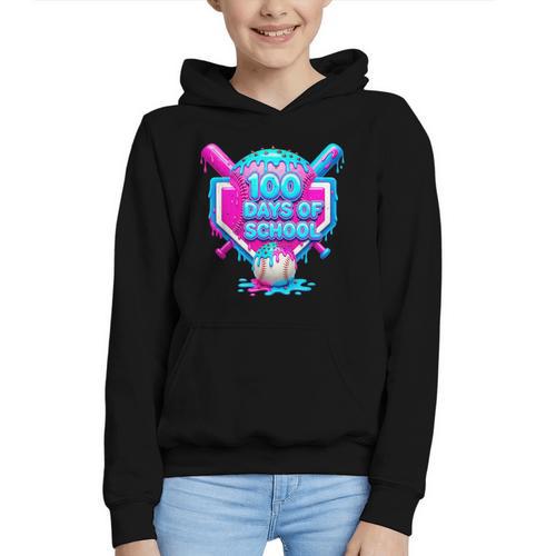100 Days Of School Baseball Drip 100 Days For Boys And Kids Graphic Youth Hoodie - Sportilla