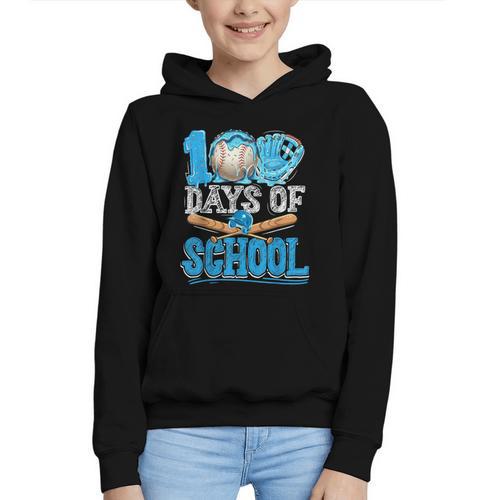 100 Days Of School Baseball Ice Cream Drip Student Kids Boys Graphic Youth Hoodie - Sportilla