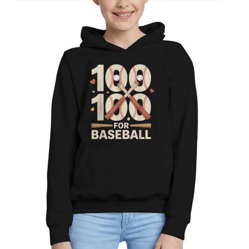 100 Days Of School Baseball Love Valentine’s Day Men Women Graphic Youth Hoodie - Sportilla
