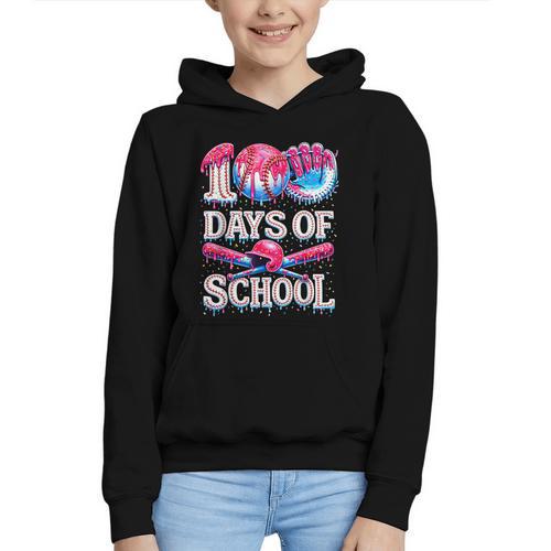 100 Days Of School Baseball Lover Donut Drip Boy Girl Graphic Youth Hoodie - Sportilla