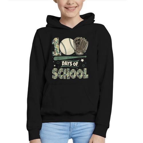 100 Days Of School Teacher Camo Baseball Boys Toddler Kids Graphic Youth Hoodie - Sportilla