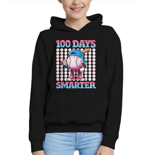 100 Days Smarter Baseball Drip Boys 100 Days Of School Kids Graphic Youth Hoodie - Sportilla