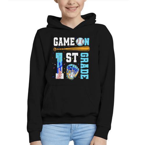 1st Grade Back To School Baseball Drip Ice Cream Game On Graphic Youth Hoodie - Savourry