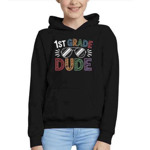 1st Grade Dude Sunglasses First Day Of Back To School Boys Graphic Youth Hoodie - Savourry