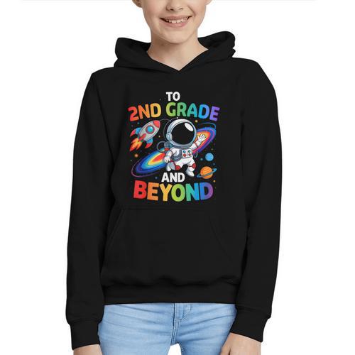 2nd Grade And Beyond Second Grade Astronaut Back To School Graphic Youth Hoodie - Savourry