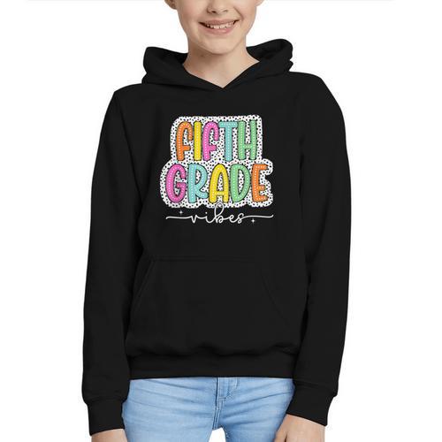 5th Fifth Grade Vibes Back To School Dalmatian Dots Graphic Youth Hoodie - Savourry