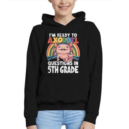 5th Grade Kids Axolotl Questions Back To School Graphic Youth Hoodie - Savourry