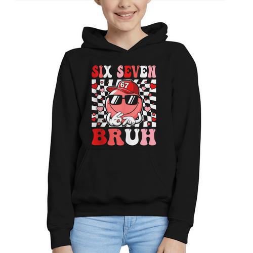 6 7 Bruh Six Seven Valentine Heart Baseball Graphic Youth Hoodie - Sportilla