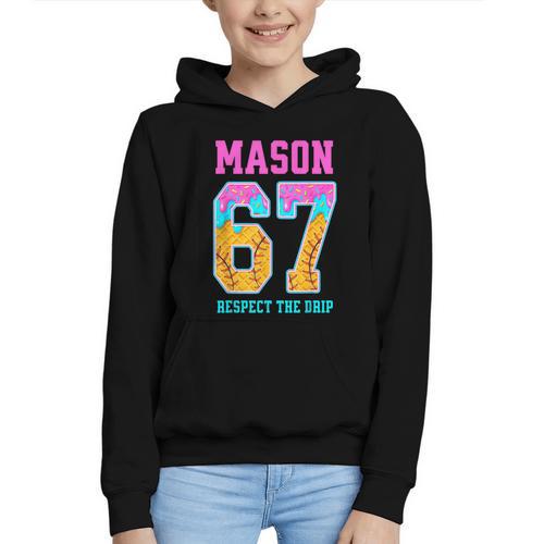 6 7 Mason Baseball Drip Graphic Youth Hoodie - Sportilla