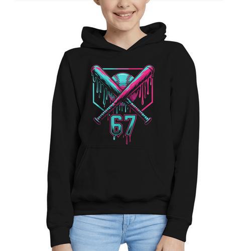 67 Baseball Drip Six Seven Gen Alpha Slag Graphic Youth Hoodie - Sportilla