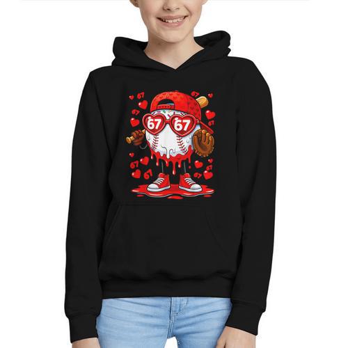 67 Baseball Drip Valentine's Day Graphic Youth Hoodie - Sportilla