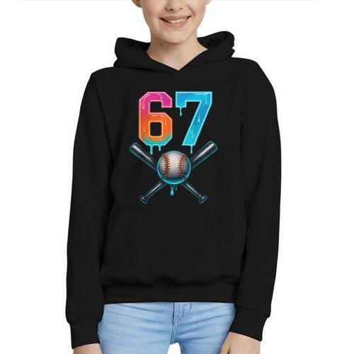 67 Baseball Meme Cool Drip Number 67 Player Or 67th Birthday Graphic Youth Hoodie - Sportilla