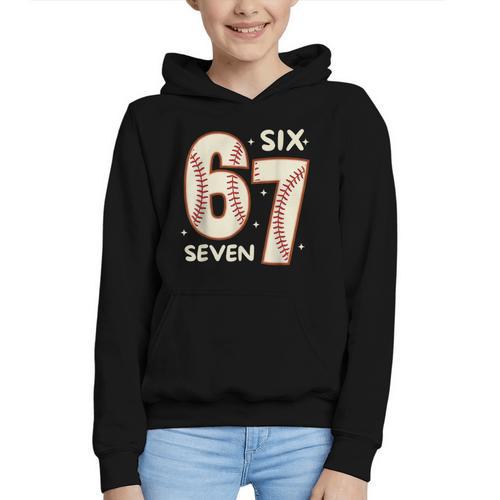 67 Baseball Six Seven 6 7 Meme Kids 67 Teen Boys 6-7 Graphic Youth Hoodie - Sportilla