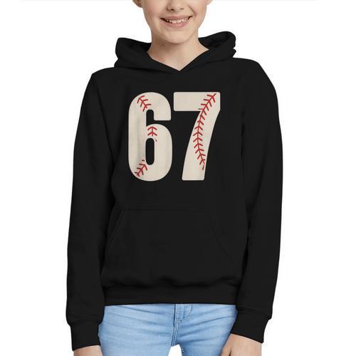 67 Baseball Six Seven 6 7 Meme 67 Graphic Youth Hoodie - Sportilla