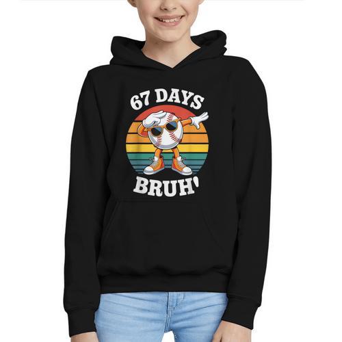 67 Days Of School Bruh Teacher Kids Dabbing Baseball Graphic Youth Hoodie - Sportilla